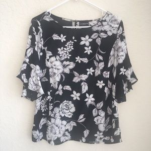 Liz Claiborne women’s sheer floral top Sz M